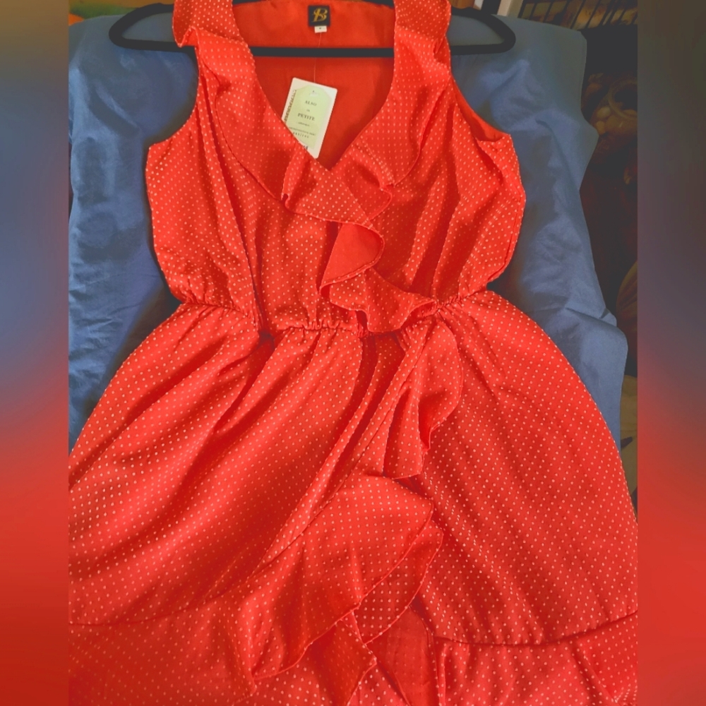 Antropologie Red Orange Polka Dot Sleeveless Top